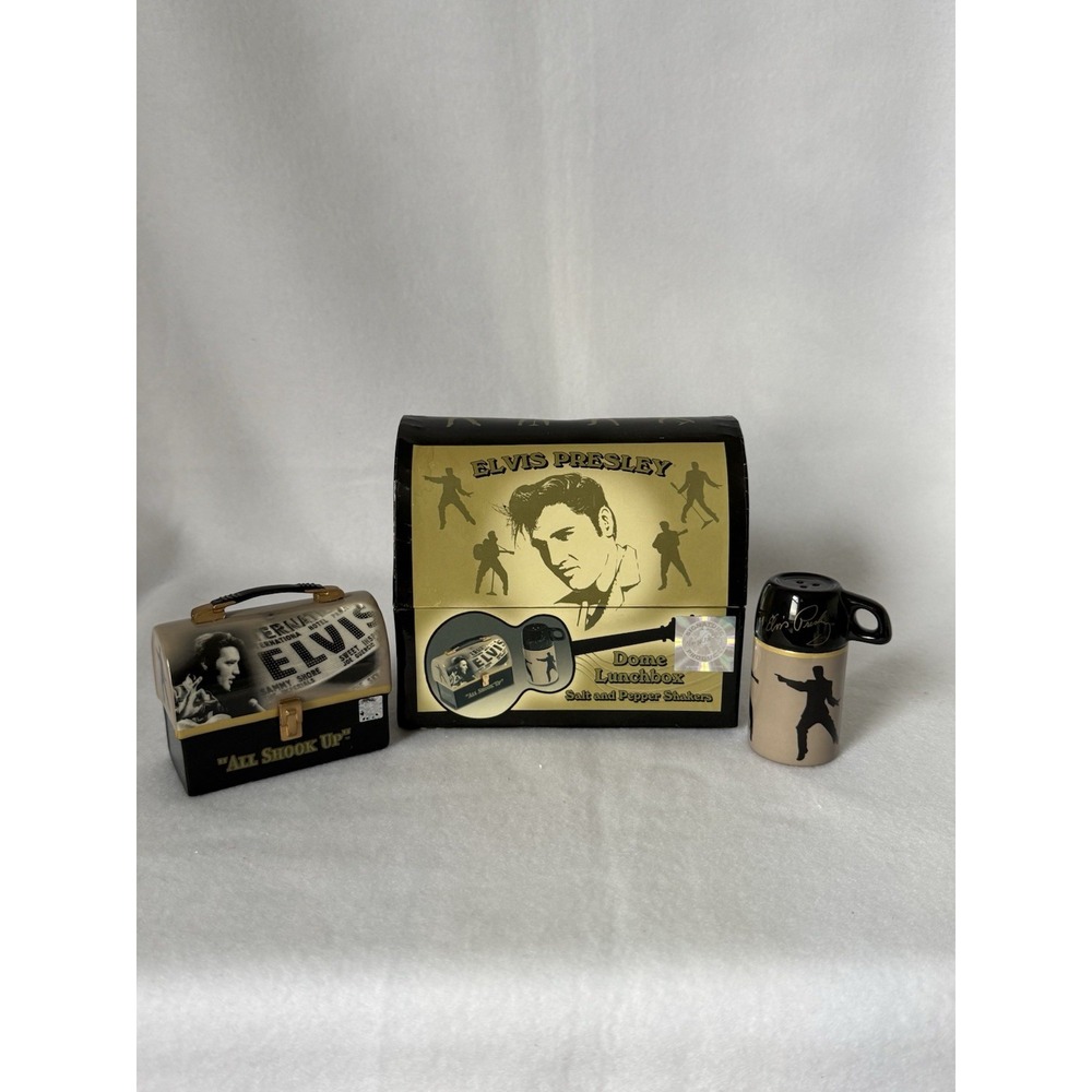 Elvis Presley Dome Lunchbox‎ Salt & Pepper Shakers Set w/ Box All Shook Up